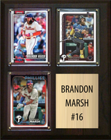 Brandon Marsh Philadelphia Phillies Fan Gift Plaque 8x10 3 Cards Topps, Bowman 2024 2025 2026