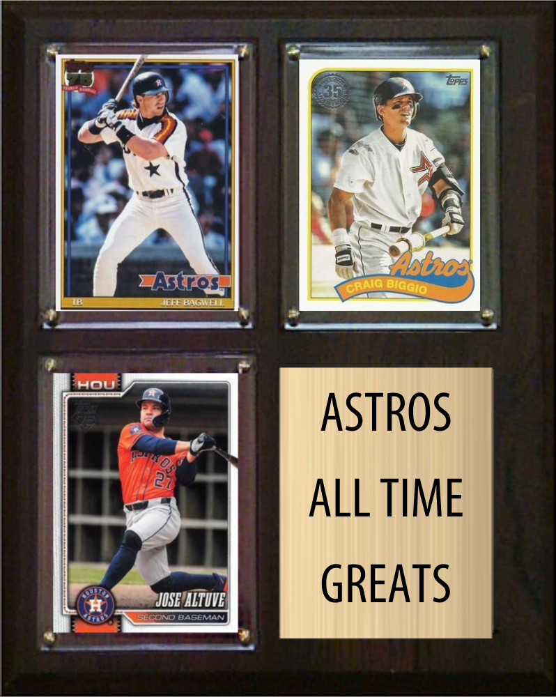 Houston Astros All-Time Greats Fan Cave Plaque 8x10 3 Cards Topps Bowman 2024 2025 2026