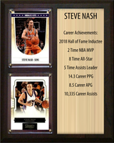 Steve Nash Phoenix Suns Hall of Fame Stats Plaque 8x10 2 Cards Hoops, Prizm, Donruss 2024 2025 2026