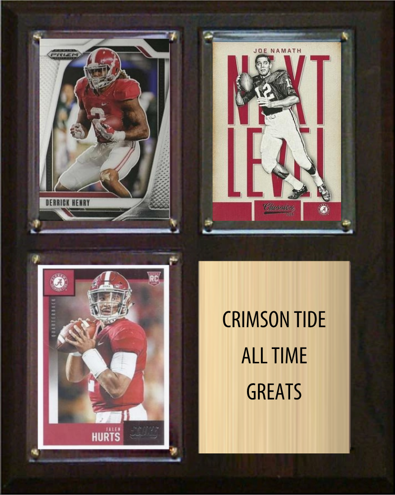 Alabama Crimson Tide All-Time Greats 8x10 Plaque 3 Cards Derrick Henry Joe Namath Jalen Hurts