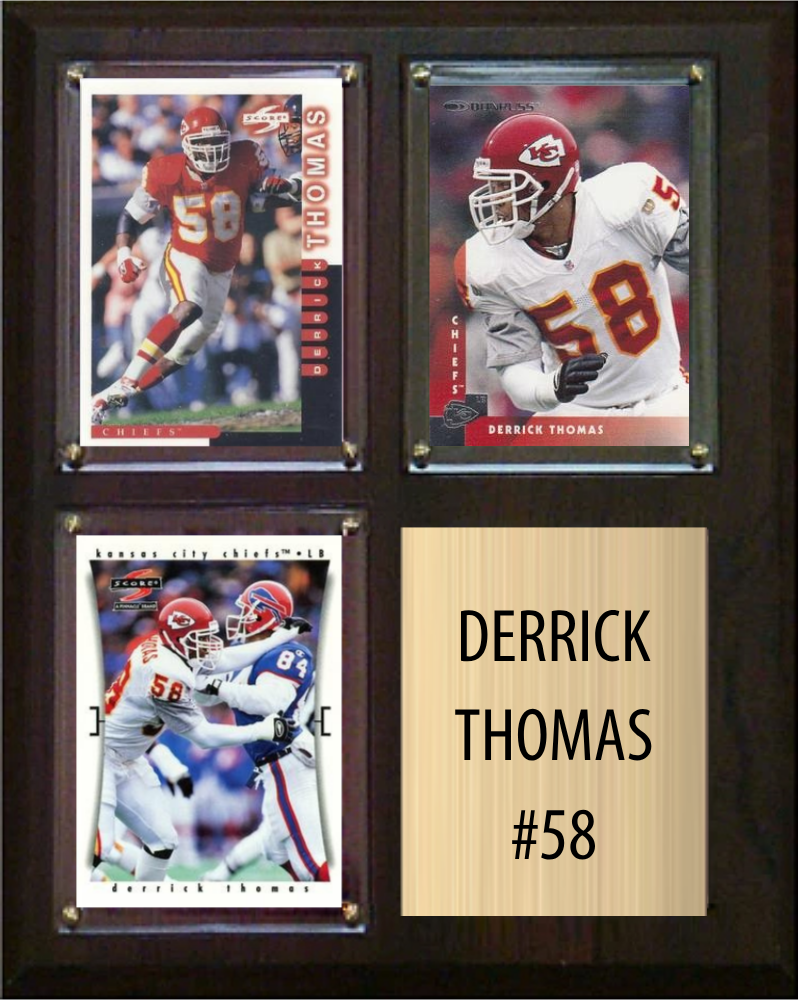Derrick Thomas Kansas City Chiefs Hall of Fame Fan Gift Plaque 8x10 3 Cards Prizm, Donruss, Score 2024 2025 2026