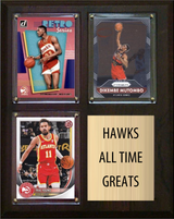 Atlanta Hawks All-Time Greats Fan Cave Plaque 8x10 3 Cards Dominique Wilkins Dikembe Mutombo Trae Young