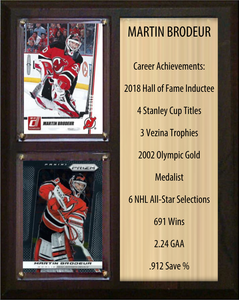 Martin Brodeur New Jersey Devils HOF Fan Gift Plaque 8x10 Stats 2 Cards Upper Deck Parkhurst O-Pee-Chee Topps 2024 2025 2026