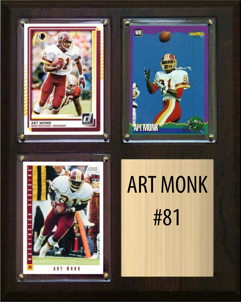 Art Monk Washington Commanders Hall of Fame Fan Gift Plaque 8x10 3 Cards Prizm, Donruss, Score 2024 2025 2026