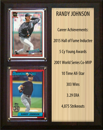 Randy Johnson Arizona Diamondbacks HOF Fan Gift Plaque 8x10 Stats 2 Cards Topps Donruss Panini 2024 2025 2026