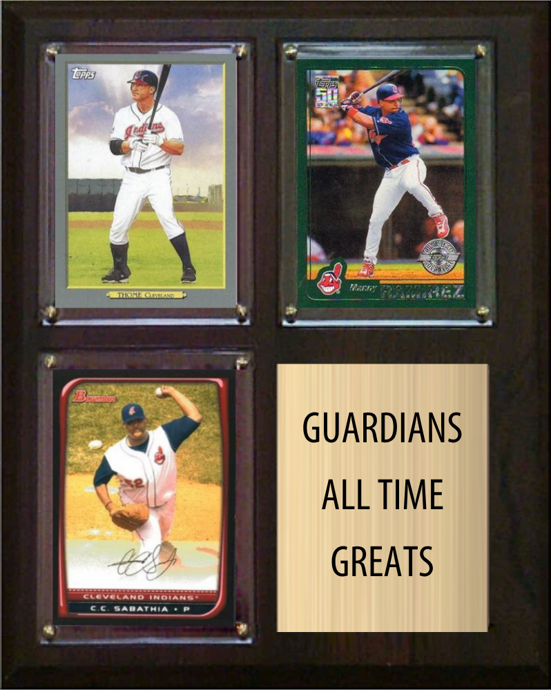 Cleveland Guardians All-Time Greats Fan Cave Plaque 8x10 3 Cards Topps Bowman 2024 2025 2026