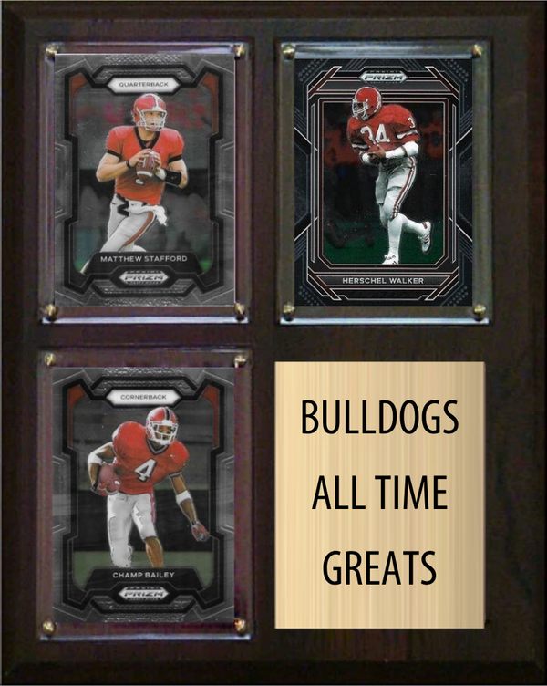 Georgia Bulldogs All-Time Greats 8x10 Plaque 3 Cards Matthew Stafford Herschel Walker Champ Bailey