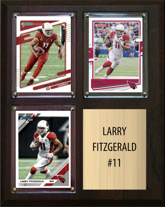 Larry Fitzgerald Arizona Cardinals Hall of Fame Fan Gift Plaque 8x10 3 Cards Prizm, Donruss, Score 2024 2025 2026