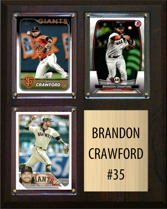 Brandon Crawford San Francisco Giants Fan Gift Plaque 8x10 3 Cards Topps Donruss Panini 2024 2025 2026