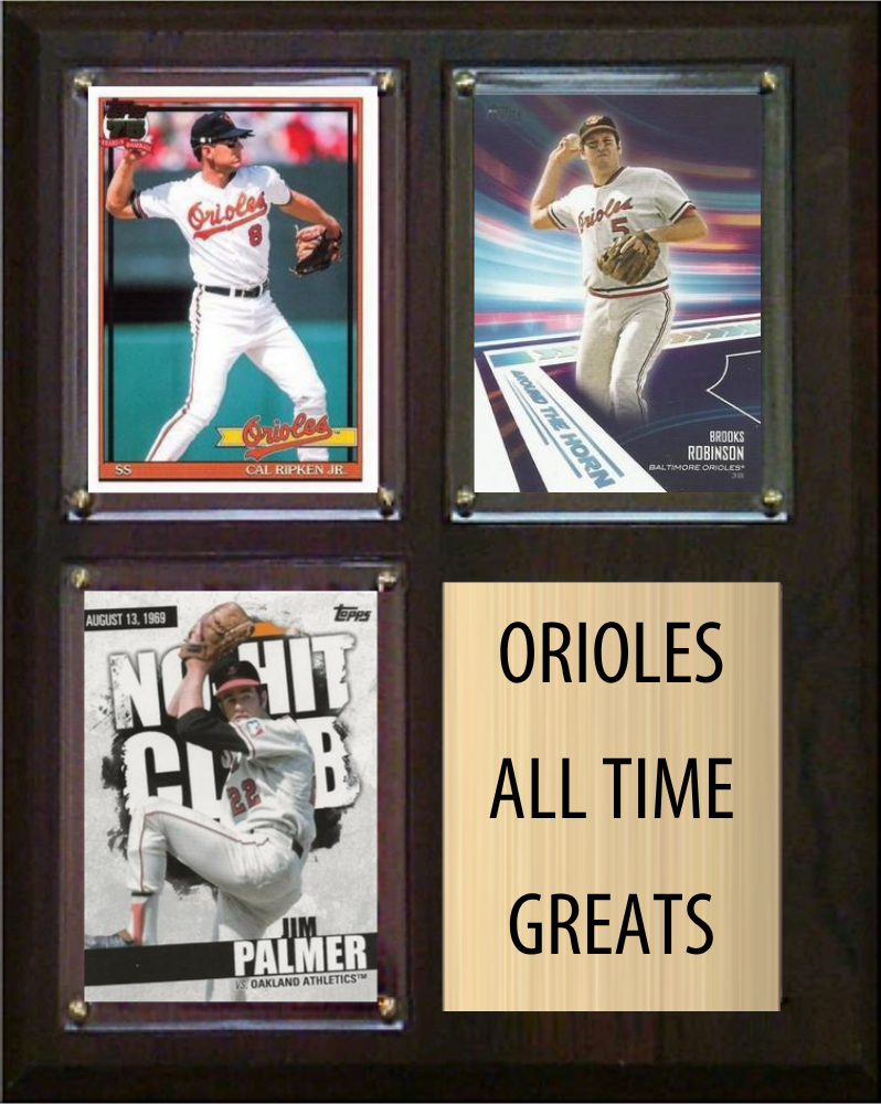 Baltimore Orioles All-Time Greats Fan Cave Plaque 8x10 3 Cards Topps Bowman 2024 2025 2026