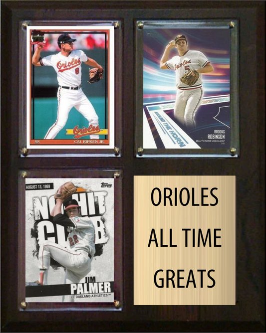 Baltimore Orioles All-Time Greats Fan Cave Plaque 8x10 3 Cards Topps Bowman 2024 2025 2026