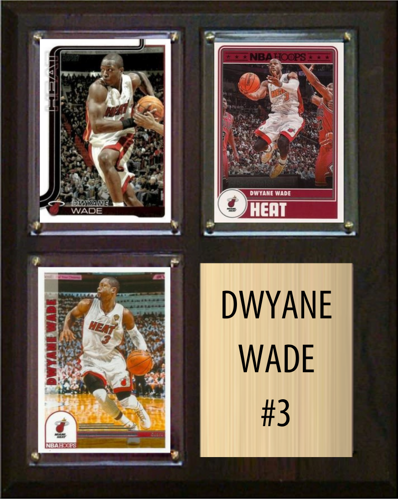 Dwyane Wade Miami Heat Hall of Fame Fan Gift Plaque 8x10 3 Cards Hoops, Prizm, Donruss 2024 2025 2026