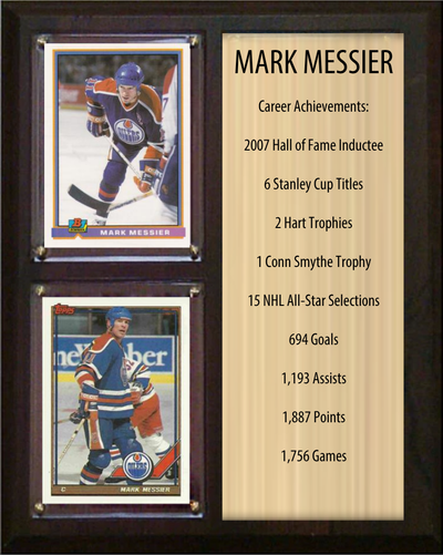 Mark Messier Edmonton Oilers HOF Fan Gift Plaque 8x10 Stats 2 Cards Upper Deck Parkhurst O-Pee-Chee Topps 2024 2025 2026