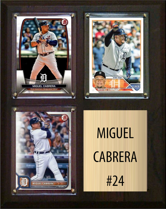 Miguel Cabrera Detroit Tigers Fan Gift Plaque 8x10 3 Cards Topps Donruss Panini 2024 2025 2026