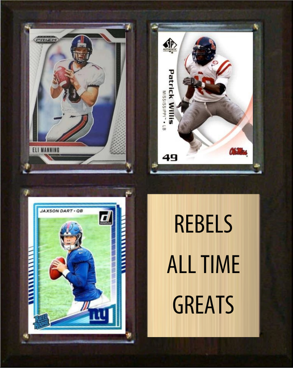 Ole Miss Rebels All-Time Greats 8x10 Plaque 3 Cards Eli Manning Patrick Willis Jaxson Dart