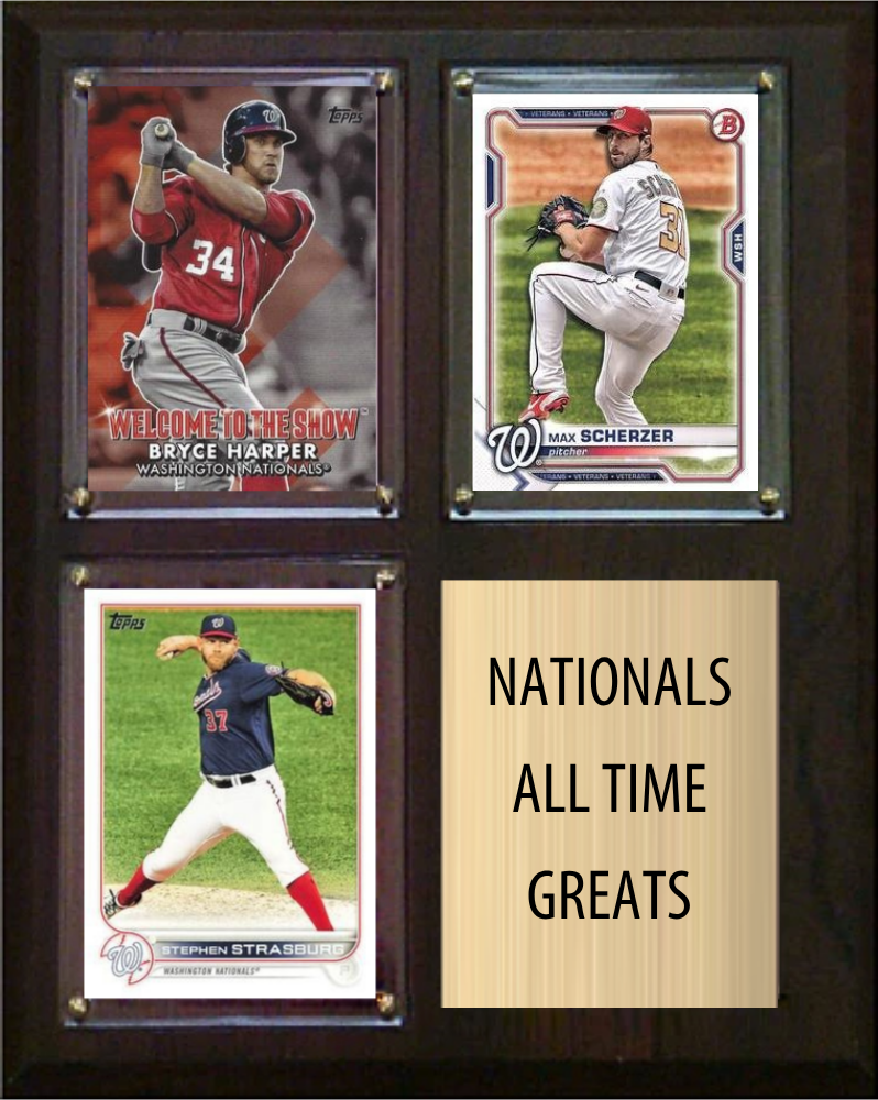 Washington Nationals All-Time Greats Fan Cave Plaque 8x10 3 Cards Topps Bowman 2024 2025 2026