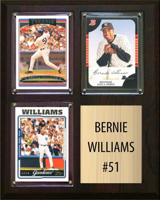 Bernie Williams New York Yankees Fan Gift Plaque 8x10 3 Cards Topps, Bowman 2024 2025 2026