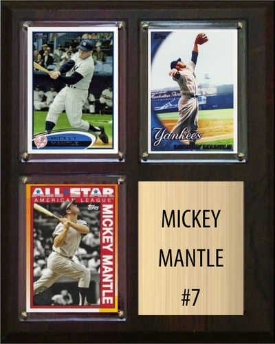 Mickey Mantle New York Yankees HOF Fan Gift Plaque 8x10 3 Cards Topps Donruss Panini 2024 2025 2026