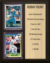 Robin Yount Milwaukee Brewers Hall of Fame Stats Plaque 8x10 2 Cards Topps, Bowman 2024 2025 2026