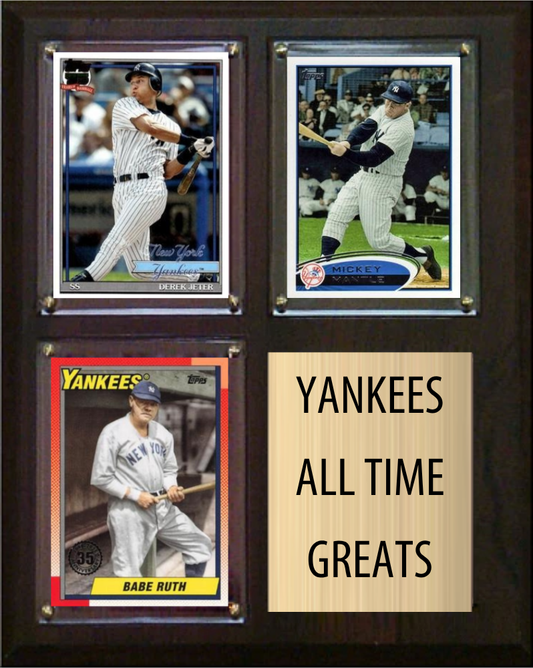 New York Yankees All-Time Greats Fan Cave Plaque 8x10 3 Cards Topps Bowman 2024 2025 2026