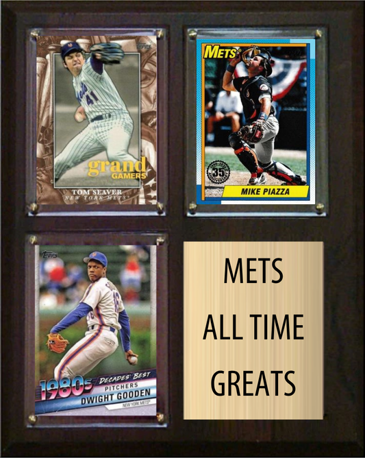 New York Mets All-Time Greats Fan Cave Plaque 8x10 3 Cards Topps Bowman 2024 2025 2026