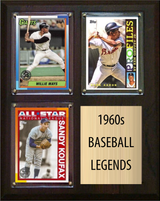 1960s Baseball Legends 3-Card Fan Cave Plaque