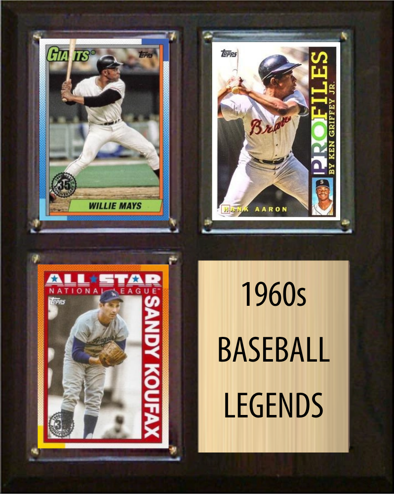 1960s Baseball Legends 3-Card Fan Cave Plaque