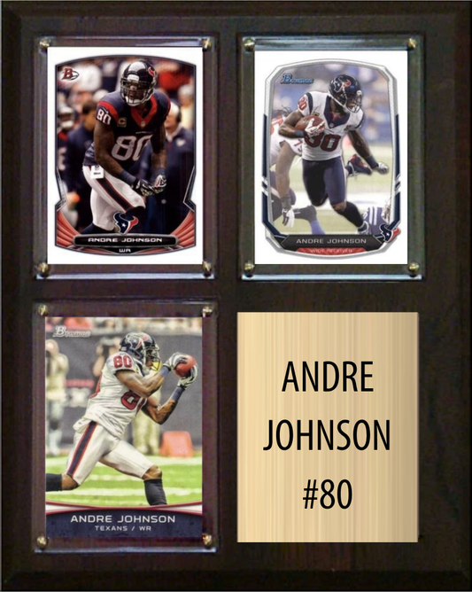 Andre Johnson Houston Texans Hall of Fame Fan Gift Plaque 8x10 3 Cards Prizm, Donruss, Score 2024 2025 2026