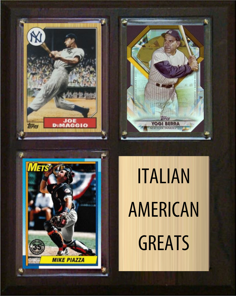 Italian American All Time Greats Legends Plaque 8x10 3 Cards Joe DiMaggio Yogi Berra Mike Piazza