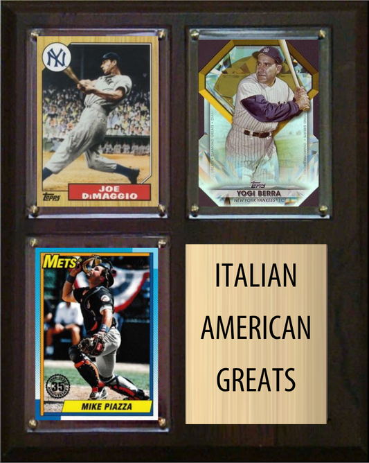 Italian American All Time Greats Legends Plaque 8x10 3 Cards Joe DiMaggio Yogi Berra Mike Piazza
