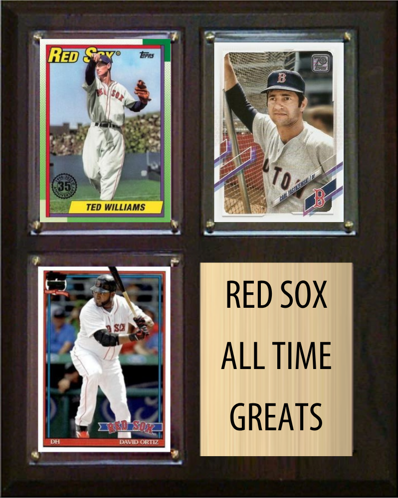 Boston Red Sox All-Time Greats Fan Cave Plaque 8x10 3 Cards Topps Bowman 2024 2025 2026