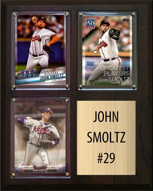 John Smoltz Atlanta Braves HOF Fan Gift Plaque 8x10 3 Cards Topps Donruss Panini 2024 2025 2026