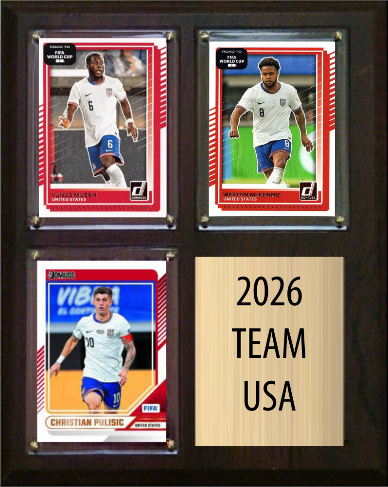 2026 Team USA World Cup Soccer Plaque 8x10 Pulisic McKennie Musah 3 Donruss Cards Fan Gift