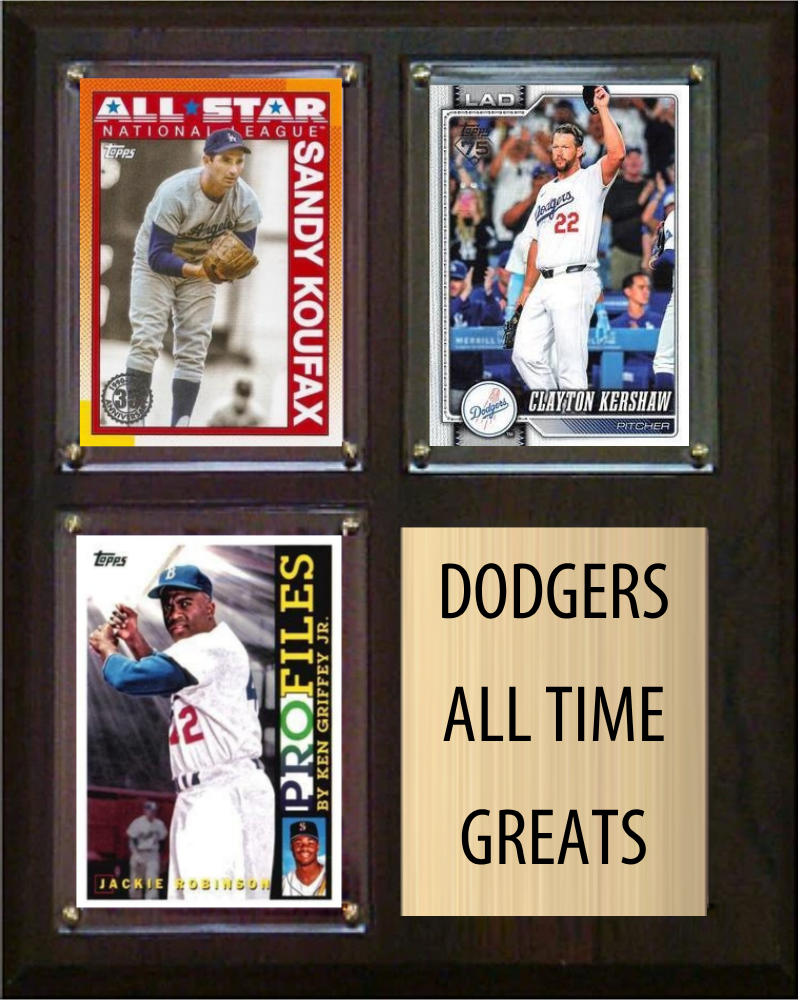 Los Angeles Dodgers All-Time Greats Fan Cave Plaque 8x10 3 Cards Topps Bowman 2024 2025 2026
