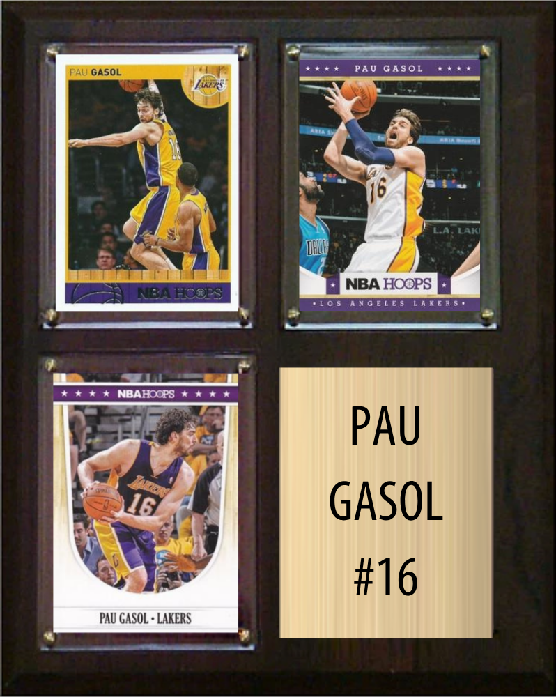 Pau Gasol Los Angeles Lakers Hall of Fame Fan Gift Plaque 8x10 3 Cards Hoops, Prizm, Donruss 2024 2025 2026