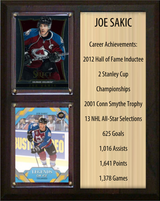 Joe Sakic Colorado Avalanche HOF Fan Gift Plaque 8x10 Stats 2 Cards Upper Deck Parkhurst O-Pee-Chee Topps 2024 2025 2026