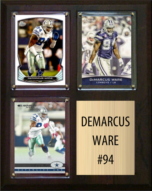DeMarcus Ware Dallas Cowboys Hall of Fame Fan Gift Plaque 8x10 3 Cards Prizm, Donruss, Score 2024 2025 2026