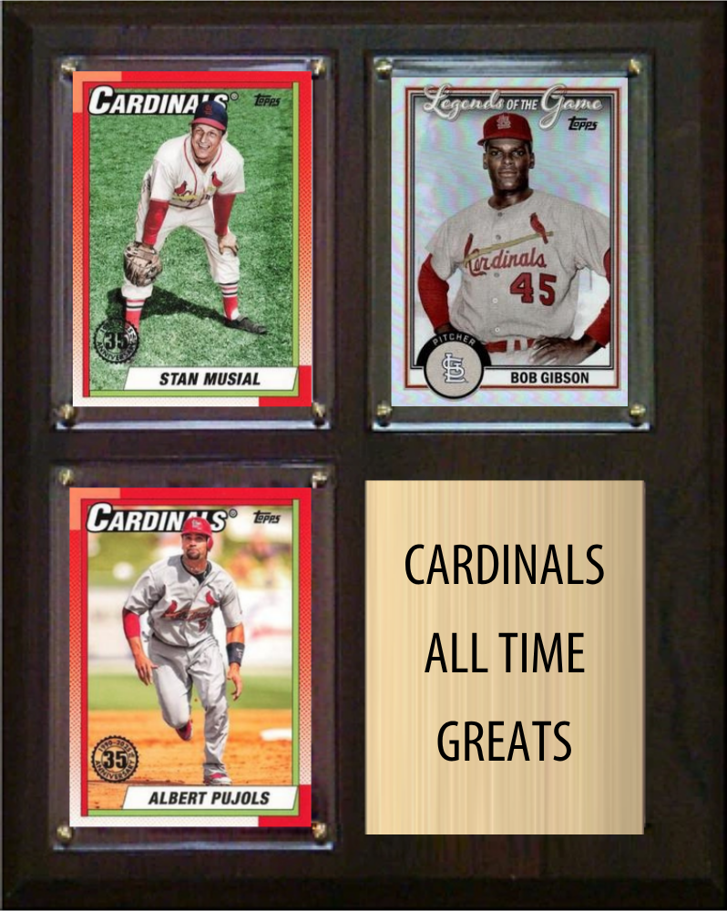 St. Louis Cardinals All-Time Greats Fan Cave Plaque 8x10 3 Cards Topps Bowman 2024 2025 2026