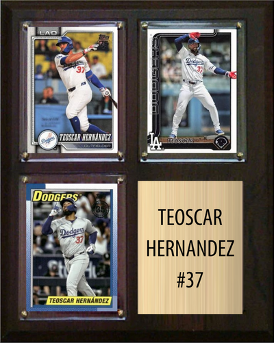 Teoscar Hernandez Los Angeles Dodgers Fan Gift Plaque 8x10 3 Cards Topps, Bowman 2024 2025 2026