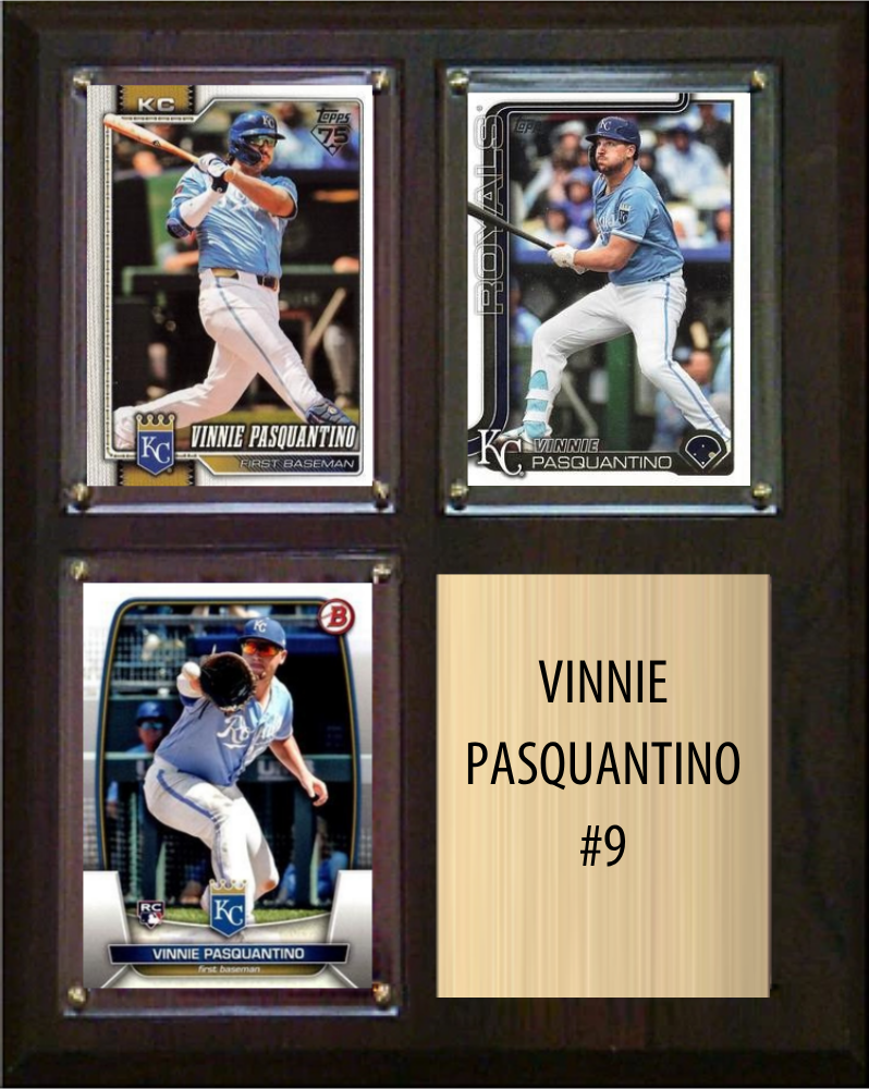 Vinnie Pasquantino Kansas City Royals Fan Gift Plaque 8x10 3 Cards Topps, Bowman 2024 2025 2026