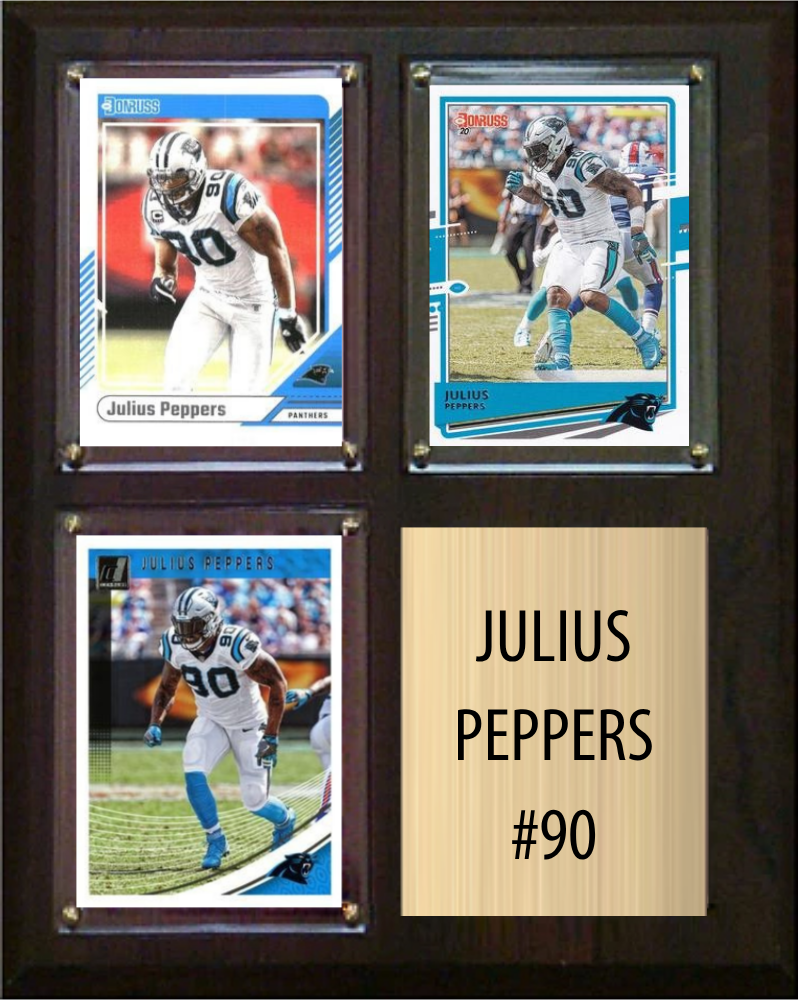 Julius Peppers Carolina Panthers Hall of Fame Fan Gift Plaque 8x10 3 Cards Prizm, Donruss, Score 2024 2025 2026