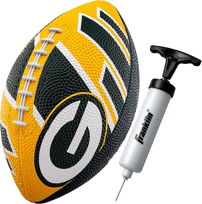Franklin Sports NFL Team Football Green Bay Packers + Cards - Rubber Youth Mini 8.5" Pump Jordan Love
