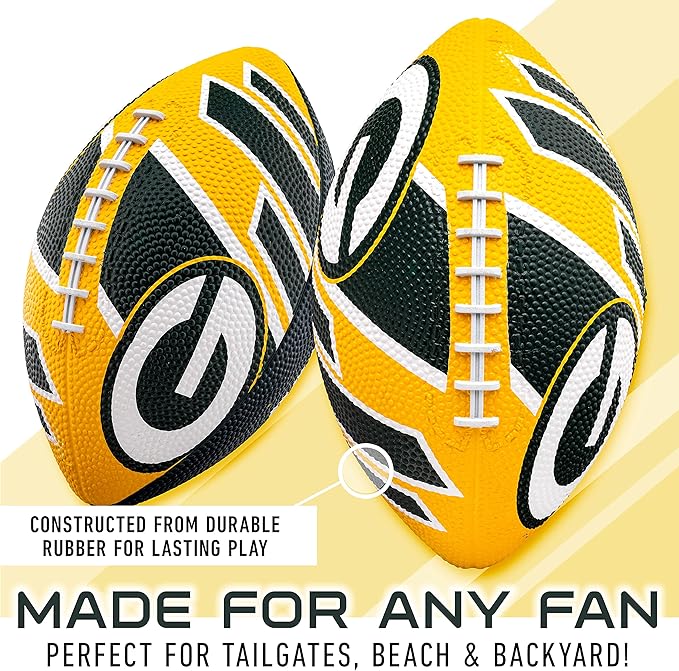 Franklin Sports NFL Team Football Green Bay Packers + Cards - Rubber Youth Mini 8.5" Pump Jordan Love