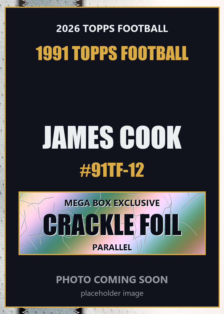 2026 Topps Football James Cook 1991 Topps Football #91TF-12 Mega Box Crackle Foil