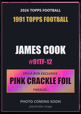 2026 Topps Football James Cook 1991 Topps Football #91TF-12 Pink Crackle Foil