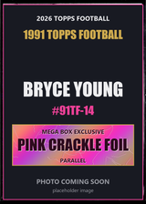 2026 Topps Football Bryce Young 1991 Topps Football #91TF-14 Pink Crackle Foil
