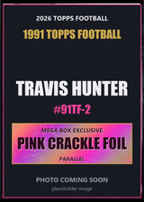 2026 Topps Football Travis Hunter 1991 Topps Football #91TF-2 Pink Crackle Foil