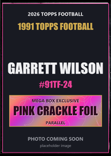 2026 Topps Football Garrett Wilson 1991 Topps Football #91TF-24 Pink Crackle Foil