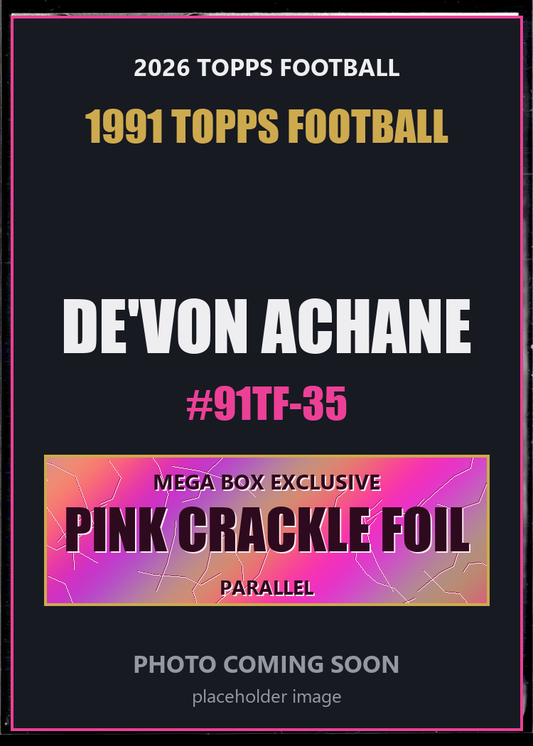 De'Von Achane 91TF-35 2026 Topps Football 1991 Topps Football Pink Crackle Foil