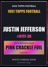 2026 Topps Football Justin Jefferson 1991 Topps Football #91TF-38 Pink Crackle Foil